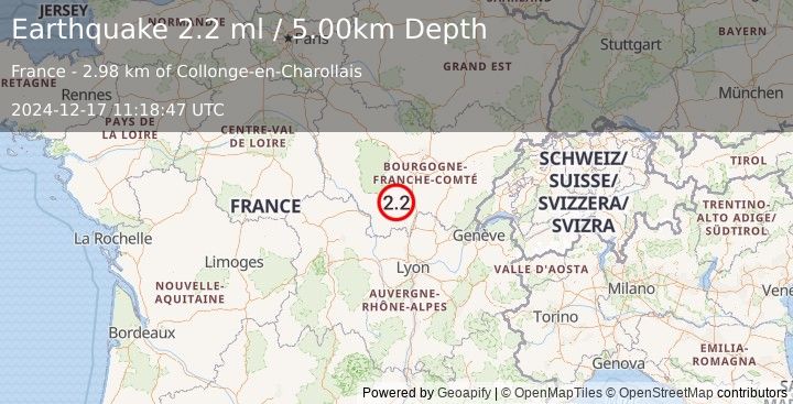 Earthquake FRANCE (2.2 ml) (2024-12-17 11:18:47 UTC)