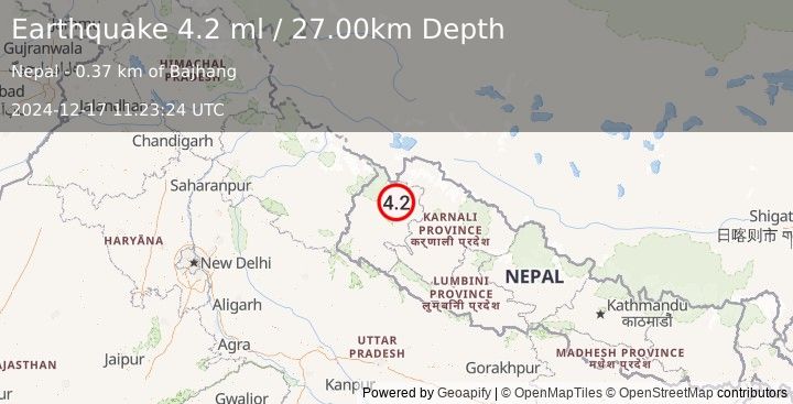 Earthquake NEPAL (3.9 ml) (2024-12-17 11:23:28 UTC)