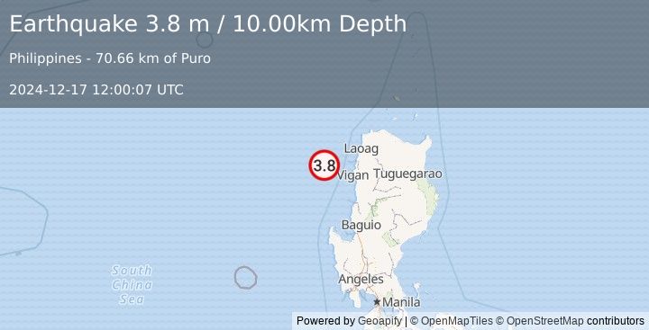 Earthquake PHILIPPINE ISLANDS REGION (3.8 m) (2024-12-17 12:00:07 UTC)