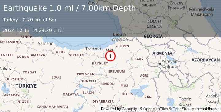 Earthquake EASTERN TURKEY (1.0 ml) (2024-12-17 14:24:39 UTC)