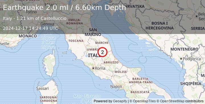 Earthquake CENTRAL ITALY (2.0 ml) (2024-12-17 14:24:49 UTC)