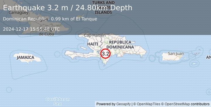 Earthquake DOMINICAN REPUBLIC (3.2 m) (2024-12-17 15:55:48 UTC)