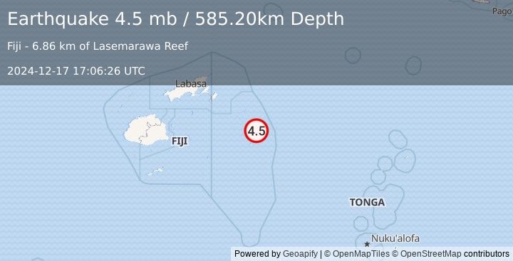 Earthquake FIJI REGION (4.5 mb) (2024-12-17 17:06:26 UTC)