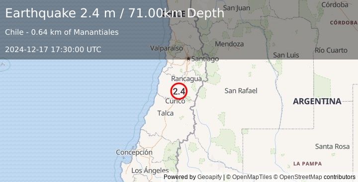 Earthquake LIBERTADOR O'HIGGINS, CHILE (2.4 m) (2024-12-17 17:30:00 UTC)