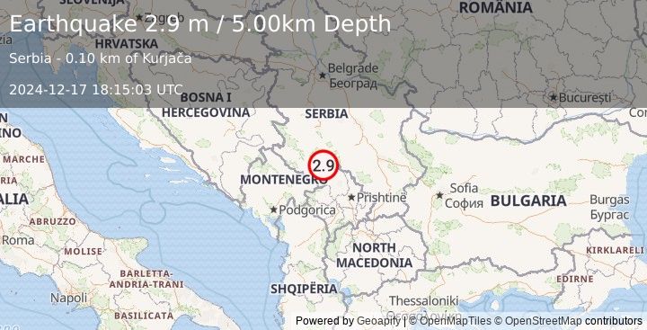 Earthquake SERBIA (2.9 m) (2024-12-17 18:15:04 UTC)