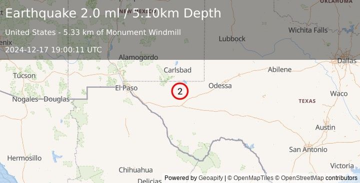 Earthquake WESTERN TEXAS (2.0 ml) (2024-12-17 19:00:11 UTC)