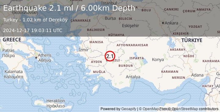 Earthquake WESTERN TURKEY (2.0 ml) (2024-12-17 19:03:12 UTC)