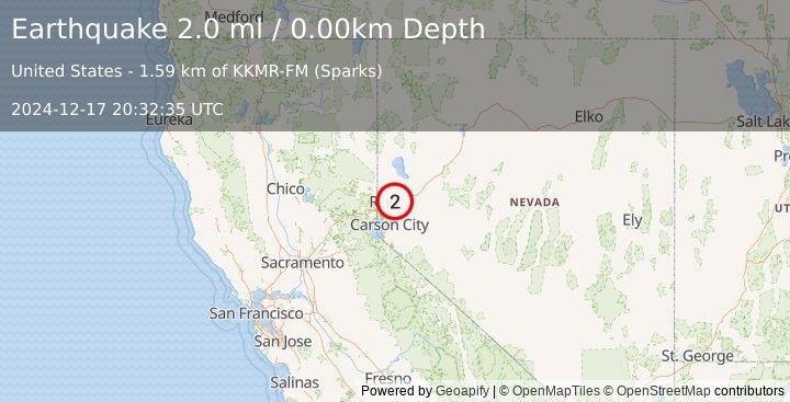 Earthquake NEVADA (2.0 ml) (2024-12-17 20:32:35 UTC)