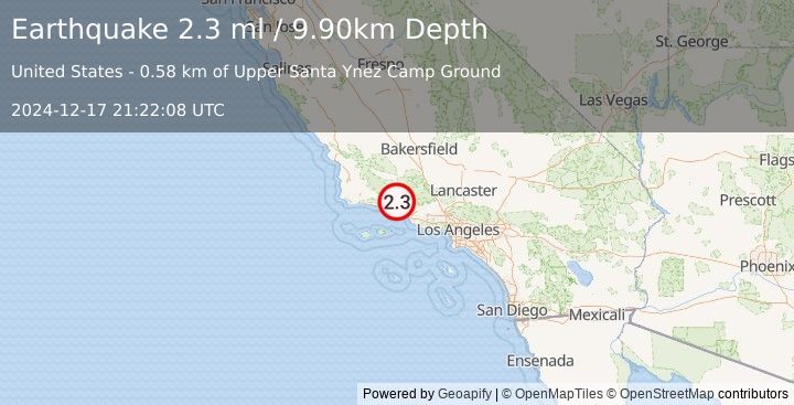 Earthquake SOUTHERN CALIFORNIA (2.3 ml) (2024-12-17 21:22:08 UTC)