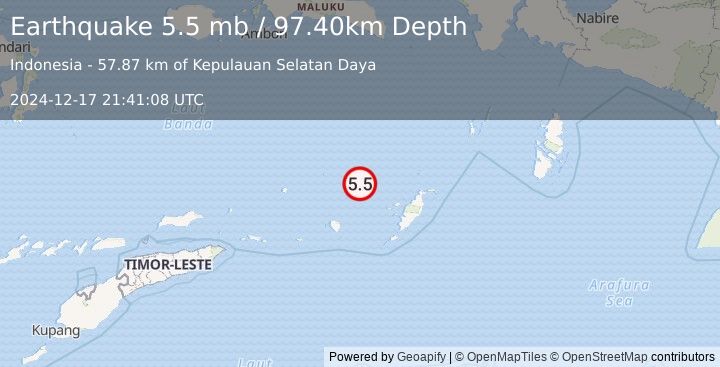 Earthquake BANDA SEA (5.3 mb) (2024-12-17 21:41:08 UTC)