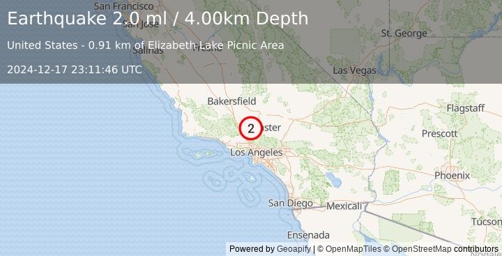 Earthquake SOUTHERN CALIFORNIA (2.0 ml) (2024-12-17 23:11:46 UTC)