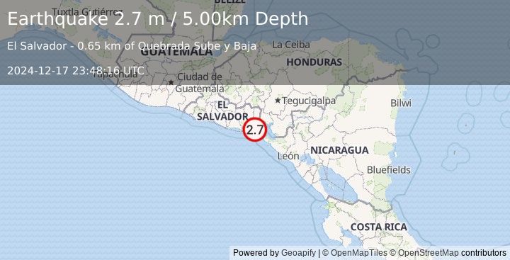 Earthquake EL SALVADOR (2.7 m) (2024-12-17 23:48:16 UTC)