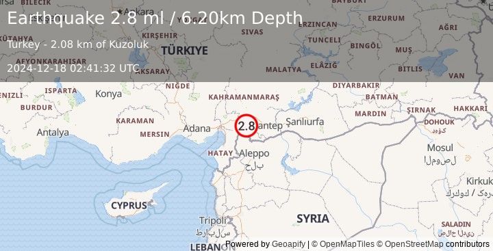 Earthquake CENTRAL TURKEY (2.8 ml) (2024-12-18 02:41:32 UTC)