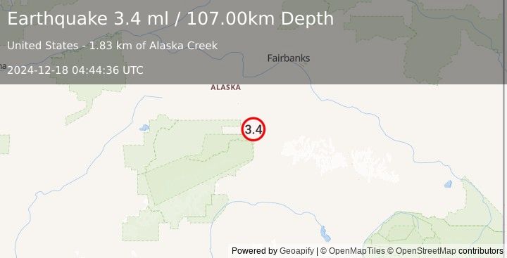 Earthquake CENTRAL ALASKA (3.4 ml) (2024-12-18 04:44:35 UTC)