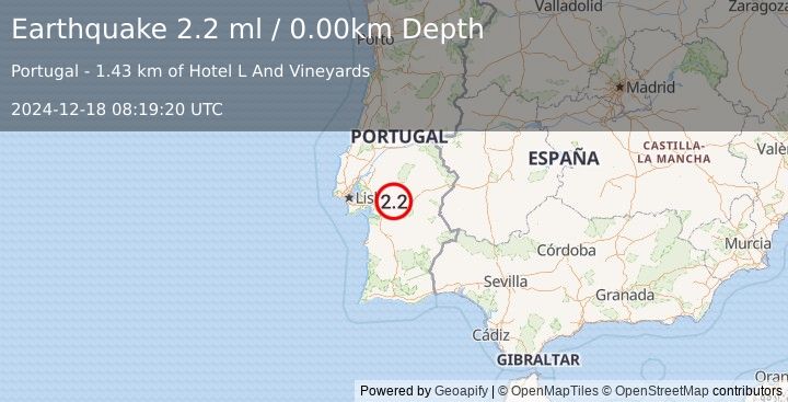 Earthquake PORTUGAL (2.2 ml) (2024-12-18 08:19:20 UTC)