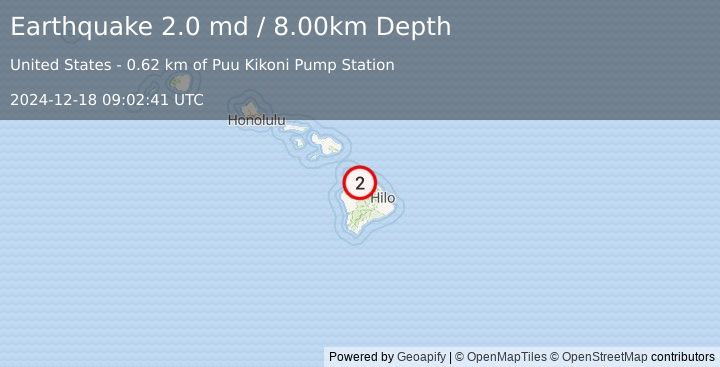 Earthquake ISLAND OF HAWAII, HAWAII (2.0 md) (2024-12-18 09:02:41 UTC)