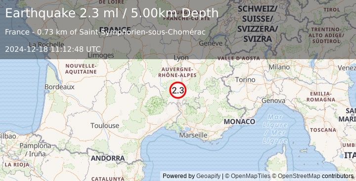 Earthquake FRANCE (2.3 ml) (2024-12-18 11:12:48 UTC)