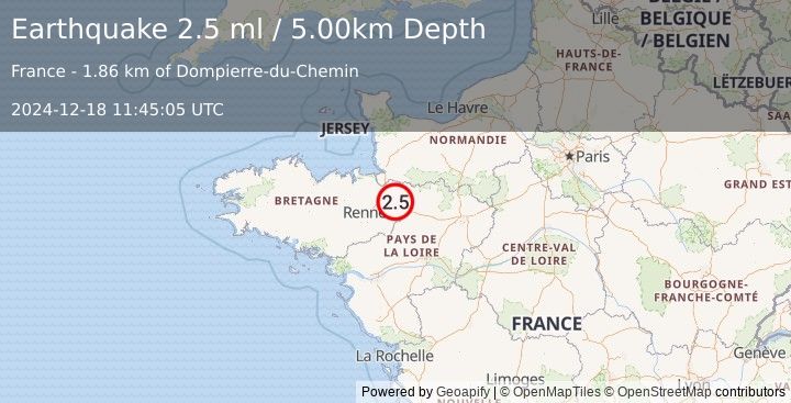 Earthquake FRANCE (2.5 ml) (2024-12-18 11:45:05 UTC)