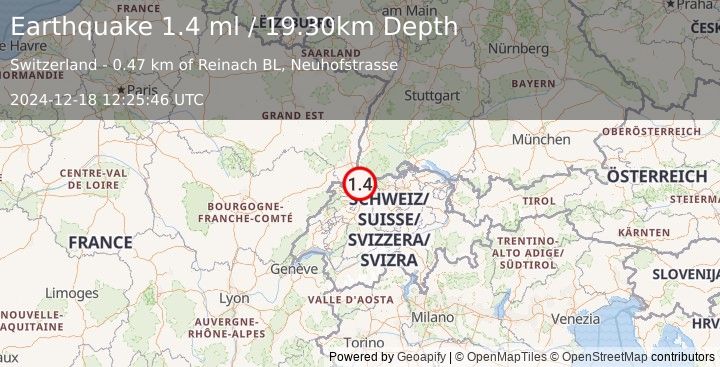 Earthquake SWITZERLAND (1.4 ml) (2024-12-18 12:25:46 UTC)