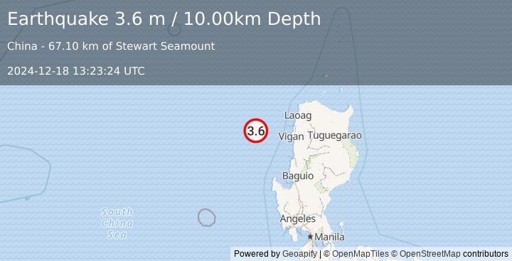 Earthquake PHILIPPINE ISLANDS REGION (3.6 m) (2024-12-18 13:23:24 UTC)