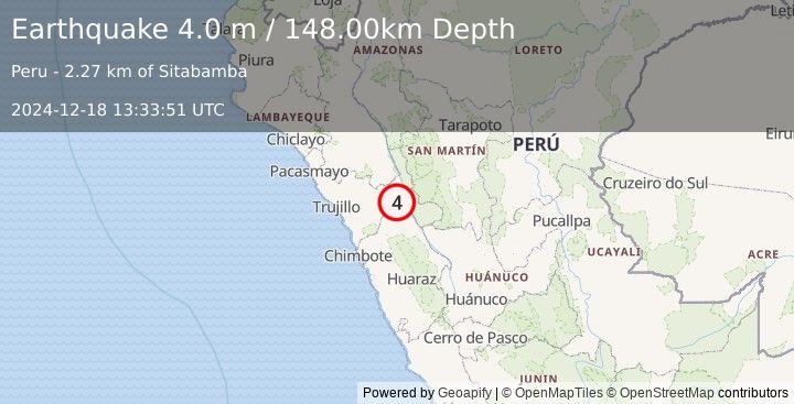 Earthquake CENTRAL PERU (4.0 m) (2024-12-18 13:33:51 UTC)