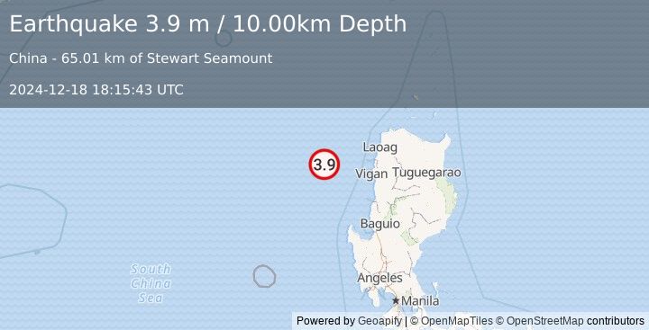 Earthquake PHILIPPINE ISLANDS REGION (3.9 m) (2024-12-18 18:15:43 UTC)