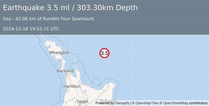 Earthquake OFF E. COAST OF N. ISLAND, N.Z. (3.5 ml) (2024-12-18 19:55:21 UTC)