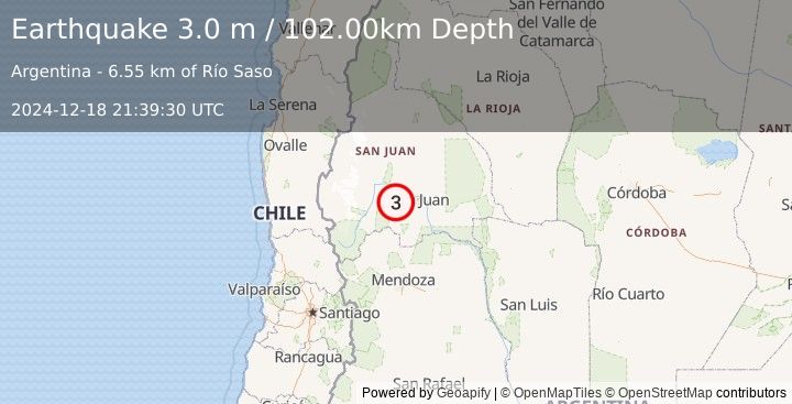 Earthquake SAN JUAN, ARGENTINA (3.0 m) (2024-12-18 21:39:30 UTC)