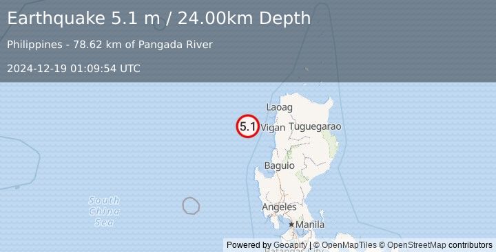 Earthquake PHILIPPINE ISLANDS REGION (5.1 mb) (2024-12-19 01:09:51 UTC)