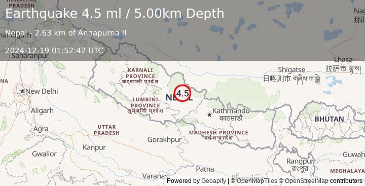 Earthquake NEPAL (4.5 ml) (2024-12-19 01:52:42 UTC)