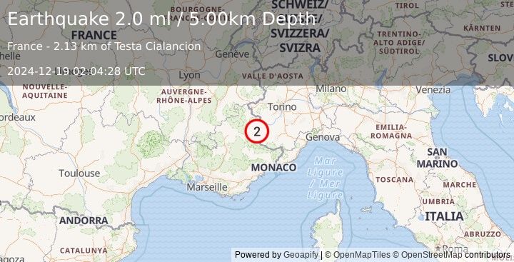 Earthquake FRANCE (2.0 ml) (2024-12-19 02:04:28 UTC)