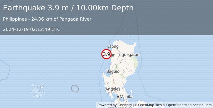 Earthquake LUZON, PHILIPPINES (3.9 m) (2024-12-19 02:12:49 UTC)