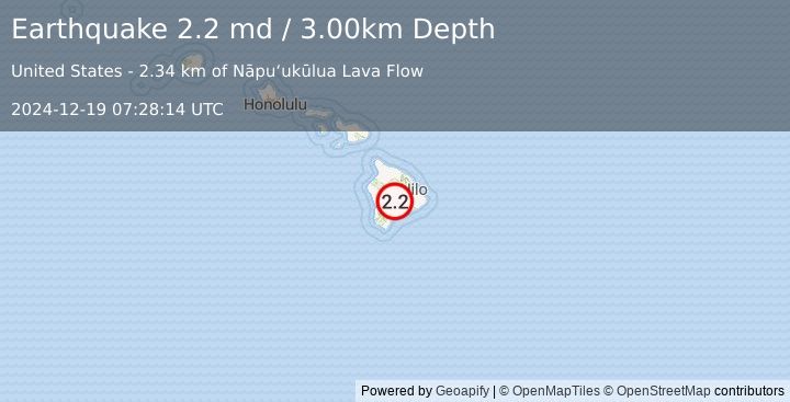 Earthquake ISLAND OF HAWAII, HAWAII (2.2 md) (2024-12-19 07:28:14 UTC)