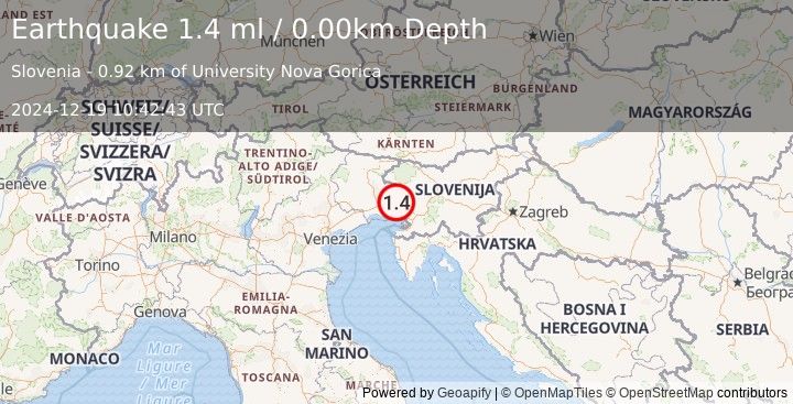 Earthquake SLOVENIA (1.4 ml) (2024-12-19 10:42:43 UTC)