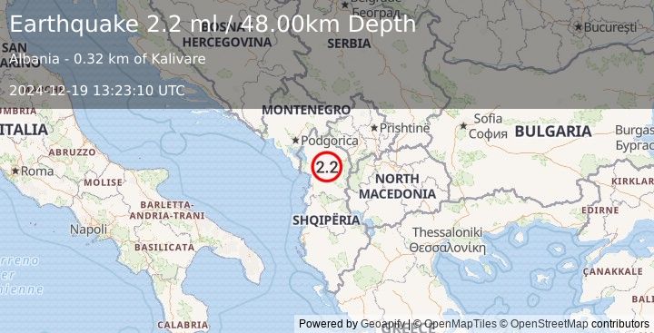 Earthquake ALBANIA (2.1 ml) (2024-12-19 13:23:13 UTC)