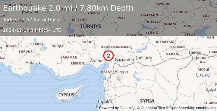 Earthquake CENTRAL TURKEY (2.0 ml) (2024-12-19 14:19:54 UTC)