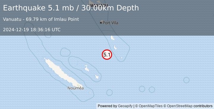 Earthquake VANUATU (5.1 mb) (2024-12-19 18:36:16 UTC)