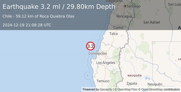 Earthquake OFFSHORE BIO-BIO, CHILE (3.2 ml) (2024-12-19 21:08:28 UTC)