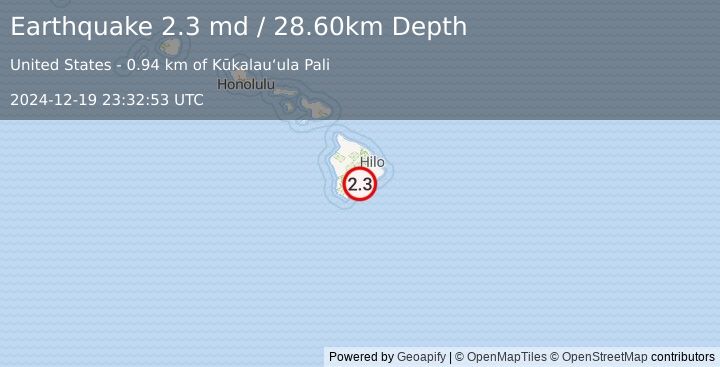 Earthquake ISLAND OF HAWAII, HAWAII (2.3 md) (2024-12-19 23:32:53 UTC)