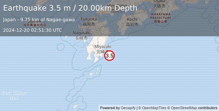 Earthquake KYUSHU, JAPAN (3.5 m) (2024-12-20 02:51:30 UTC)