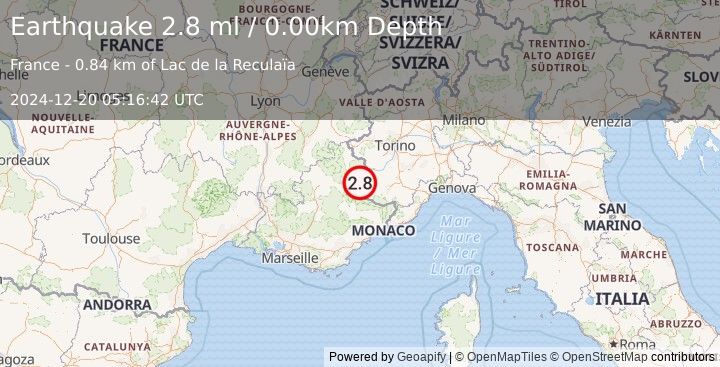 Earthquake FRANCE (2.5 ml) (2024-12-20 05:16:41 UTC)