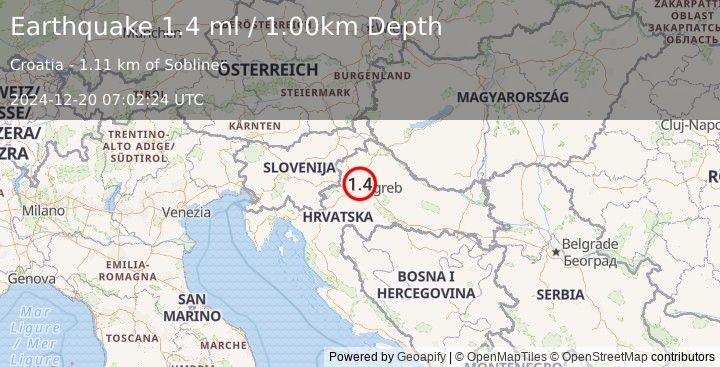 Earthquake CROATIA (1.4 ml) (2024-12-20 07:02:24 UTC)