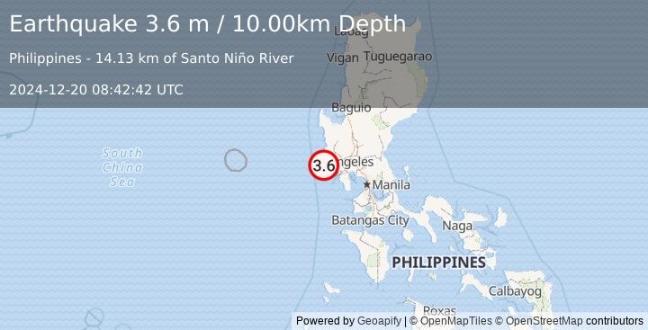 Earthquake LUZON, PHILIPPINES (3.6 m) (2024-12-20 08:42:42 UTC)