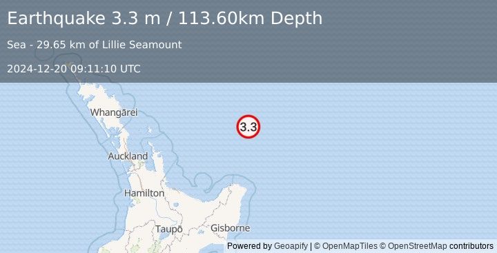 Earthquake OFF E. COAST OF N. ISLAND, N.Z. (3.3 m) (2024-12-20 09:11:10 UTC)