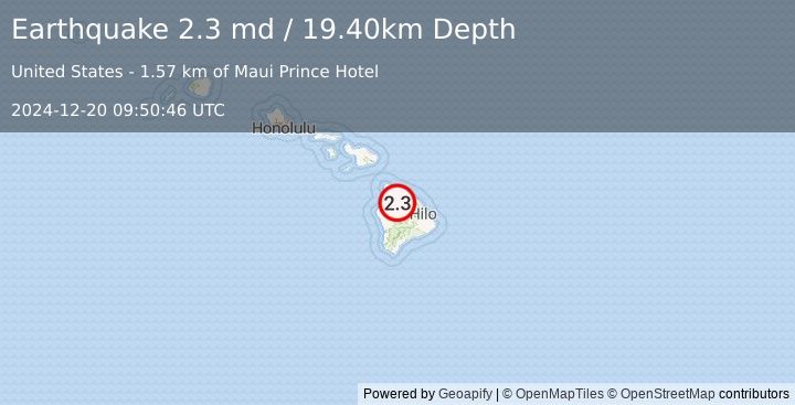 Earthquake ISLAND OF HAWAII, HAWAII (2.3 md) (2024-12-20 09:50:46 UTC)