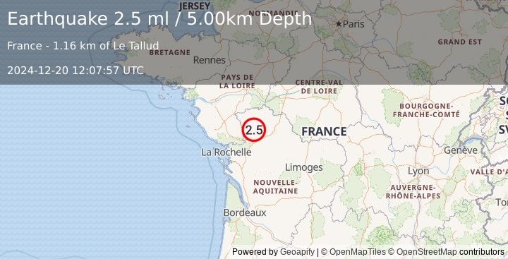 Earthquake FRANCE (2.5 ml) (2024-12-20 12:07:57 UTC)