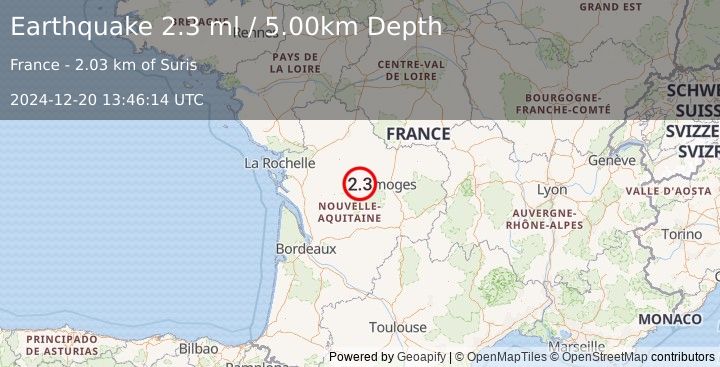 Earthquake FRANCE (2.3 ml) (2024-12-20 13:46:14 UTC)