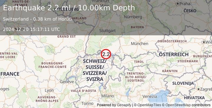 Earthquake SWITZERLAND (2.2 ml) (2024-12-20 15:17:11 UTC)