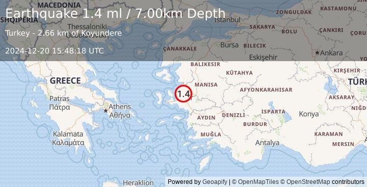 Earthquake WESTERN TURKEY (1.4 ml) (2024-12-20 15:48:18 UTC)