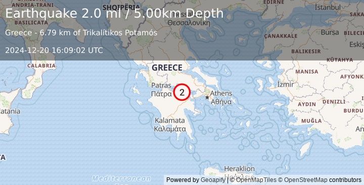 Earthquake GREECE (2.0 ml) (2024-12-20 16:09:02 UTC)